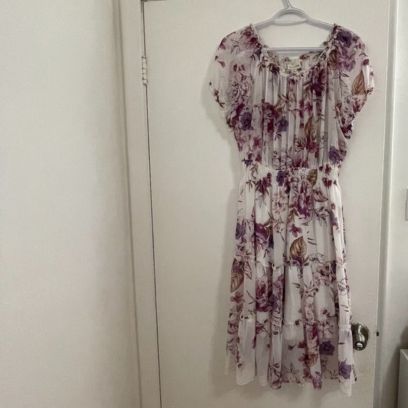 ENFOCUS STUDIO Long Ruffles Dress Purple, White & Brown, Size US 14 - Picture 3 of 3